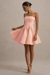 Bruna | Light Pink Bandeau Skater Mini Dress