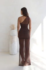 Beachfront Soir��e One Shoulder Maxi Dress Chocolate