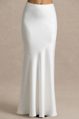 Lilah | Cream Satin Maxi Skirt