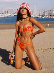 Calbira Cheeky Bikini Bottoms Orange Floral