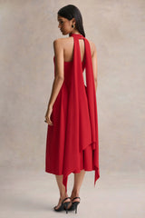 Rhode | Red Halter-Neck Midi Dress