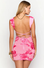 Ada Pink Floral Mini Dress