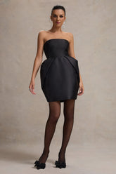 Lovebug | Black Bandeau Mini Dress With Tulip Skirt