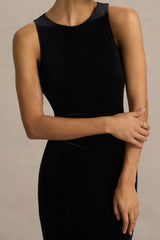 Pippa | Black Velvet Crew-Neck Mermaid Maxi Dress