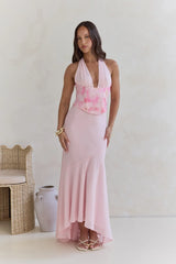 Cross The Seas Halter Maxi Dress Pink