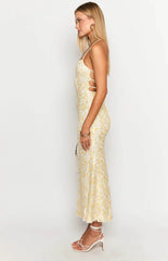 Beside Me Yellow Lace Maxi Dress