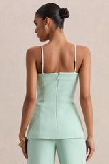 Lunivra | Sage Square-Neck Tailored Top
