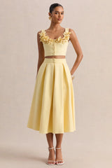 Caprielle | Lemon Scoop-Neck Crop-Top With Corsage Detailing