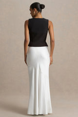 Lilah | Cream Satin Maxi Skirt