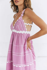 Summer Soir��e Midi Dress Pink