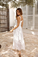 Around The Globe Midi Dress White