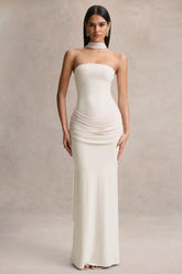 Graciella | Stone Bandeau Maxi Dress With Draped Detailing And Scarf