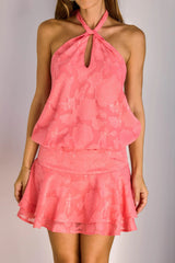 In Haven Halter Mini Dress Coral