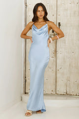 Ariella Satin Maxi Dress Blue