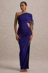 Trance | Blue Asymmetric Maxi Dress with Split