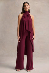Jadzia | Burgundy Halter-Neck Jumpsuit