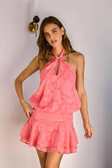 In Haven Halter Mini Dress Coral