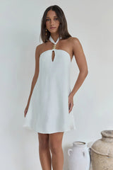 Swaying Shadows Halter Mini Dress White