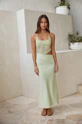 Dreamdays Halter Lace Maxi Dress Sage