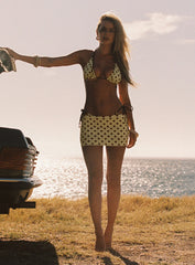 Tenya Swim Skort Yellow / Brown Polka Dot