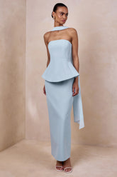 Farron | Powder Blue Bandeau Corset Maxi Dress