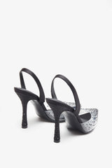 Covergirl | Black Diamante Sling Back Pointed Heels