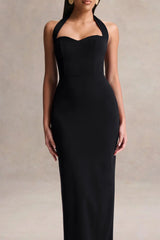 Robyn | Black Sweetheart-Neck Maxi Dress