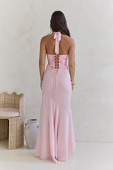 Cross The Seas Halter Maxi Dress Pink