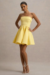 Bruna | Lemon Bandeau Skater Mini Dress