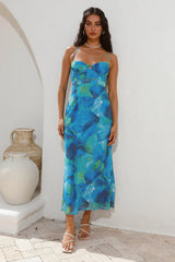 Diving Into The Ocean Midi Dress Blue