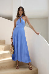 Perfect In Plisse Halter Maxi Dress Blue
