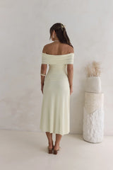 Santorini Strolls Off Shoulder Midi Dress Yellow