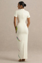 Hessie | White Lily Print High-Neck Maxi Dress