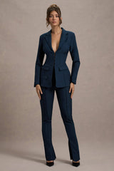 Wonder Woman | Navy High Waist Tailored Trousers With Hem Split