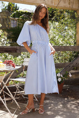 Writing In The Sky Midi Dress Blue