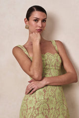 Zarisse | Green Lace Square-Neck Maxi Dress