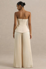 Feeling Good | Nude Bandeau Jumpsuit With Pleated Trouser
