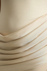 Akari | Champagne Crew-Neck Maxi Dress With Satin Skirt