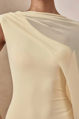 Mirelle | Lemon Boat-Neck Maxi Dress With Cape-Sleeve