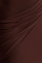Tropic | Brown High-Neck Maxi With Long Cape Sleeve