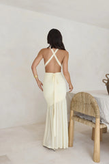 Ocean Winds Halter Maxi Dress Yellow