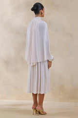 Honora | Cream High-Neck Maxi Dress With Cape-Sleeves