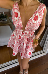 Genovia Red Tile Print Mini Dress