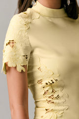 Guest List | Lemon High-Neck Midi Dress With Cut-Out Crochet Detailing
