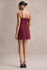 Veda | Burgundy Square-Neck Mini Dress