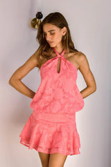 In Haven Halter Mini Dress Coral