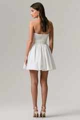 Distinguished | White Asymmetric Ruffled Mini Dress