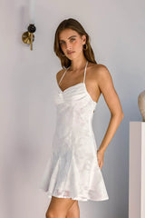 Dancing Alone Halter Mini Dress White