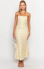 Beside Me Yellow Lace Maxi Dress