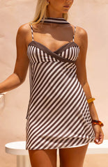 Arti Brown Stripe Micro Mini Dress